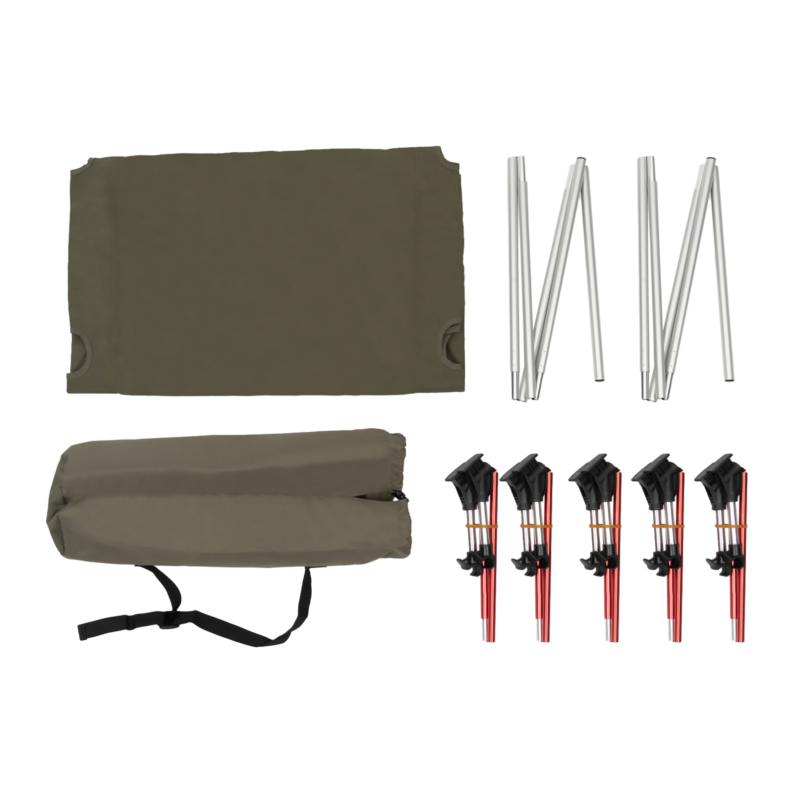 Oukaning Portable Camping Bed Made Of 600d Oxford Fabric, Suitable For Outdoor Use, Supports Up To 150kg, And In Army Green