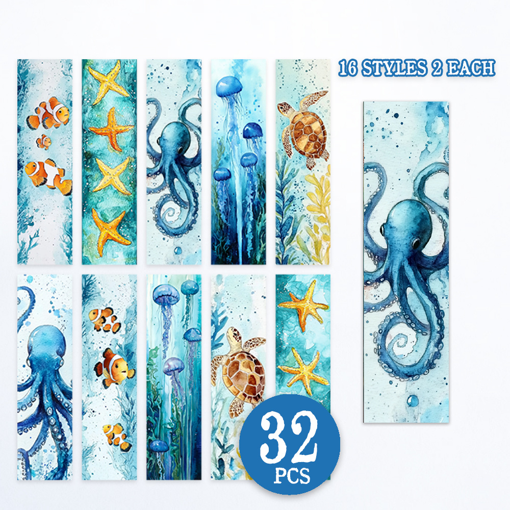 TEMU 32pcs. Bookmarks. Soothing Watercolor . Unique Bookmarks. Book Lovers. . Perfect For Christmas, Halloween, Thanksgiving, And Birthday Gifts.