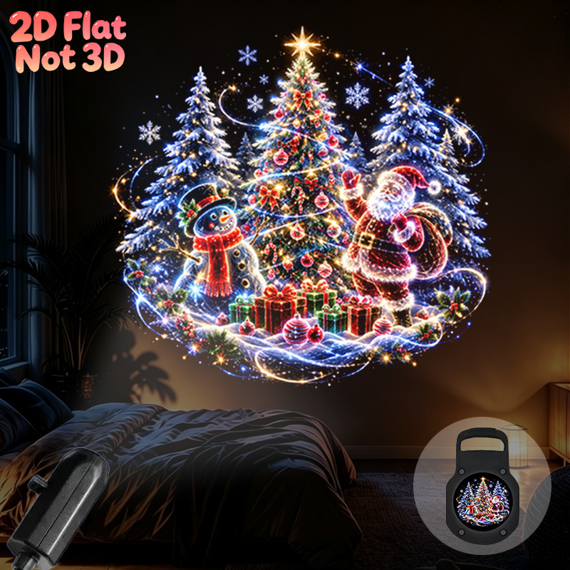 TEMU Lámpara proyector portátil 2D, 1 pieza, de luces navideñas mágicas con Papá Noel, , árbol, y regalos para fiestas festivas en casa, USB, regalos