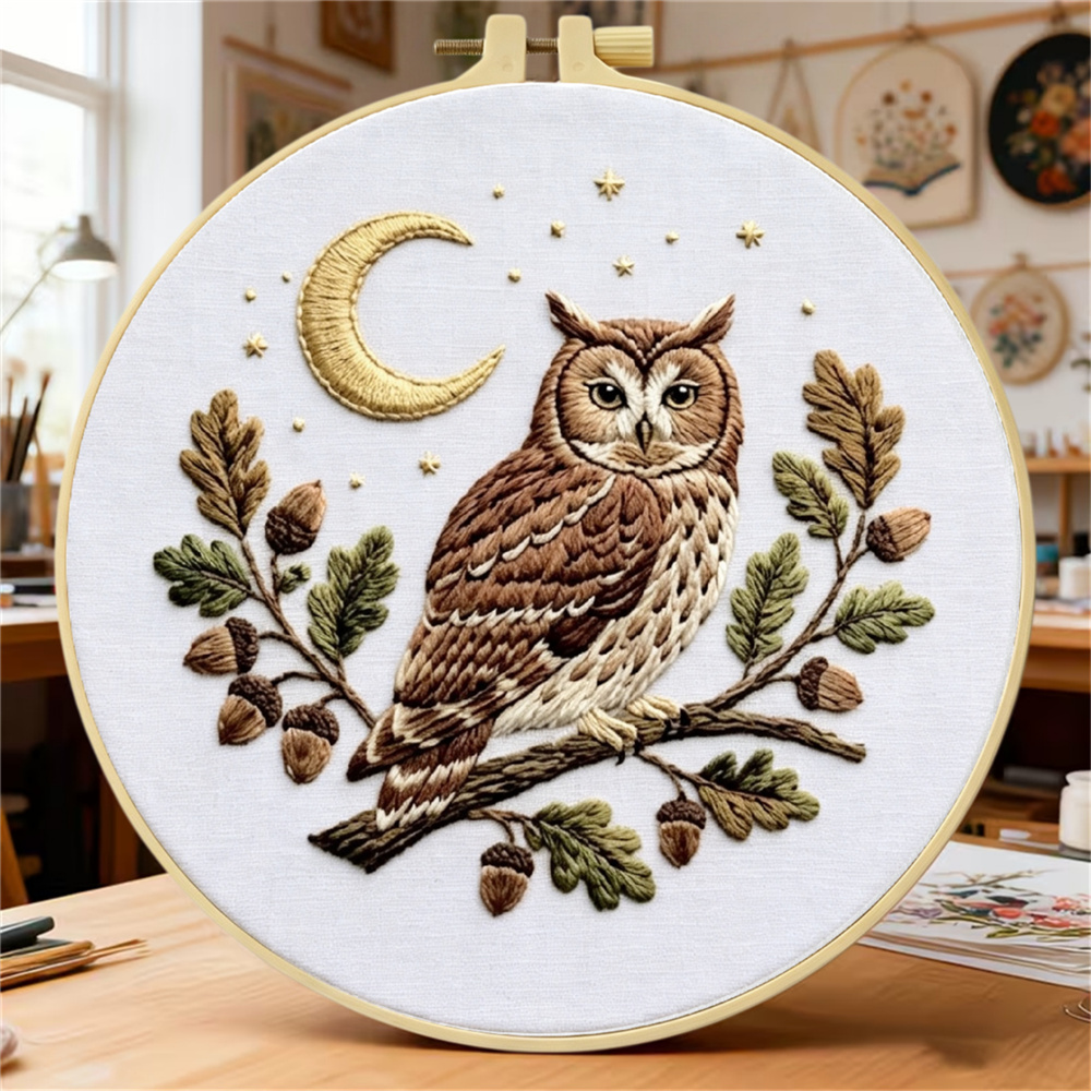 Owl Pattern Handmade DIY Embroidery Kit for Beginners
