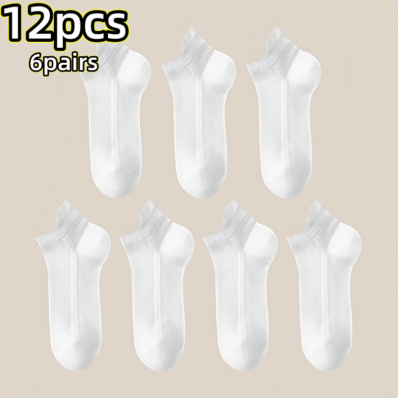 E-shop 12 Stück/6 Stück Frühlings, Sommer- und Herbst-Dünnsokken Damen Einfarbig Mesh Atmungsaktiv Elastische Kurze Socken Sommer Damen Kurze Hohle