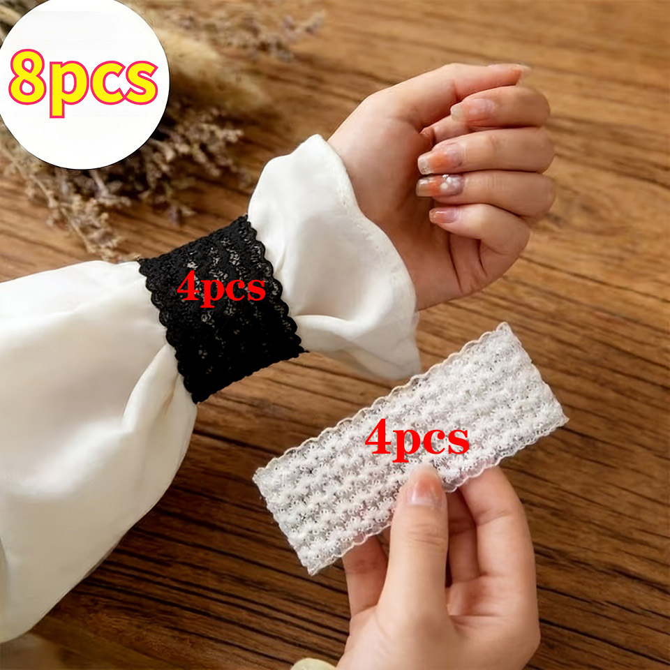 TEMU 8 piezas de muñequeras antideslizantes - Puños y para , bandas decorativas de encaje para muñecas , adecuadas para abrigos trench, suéteres,