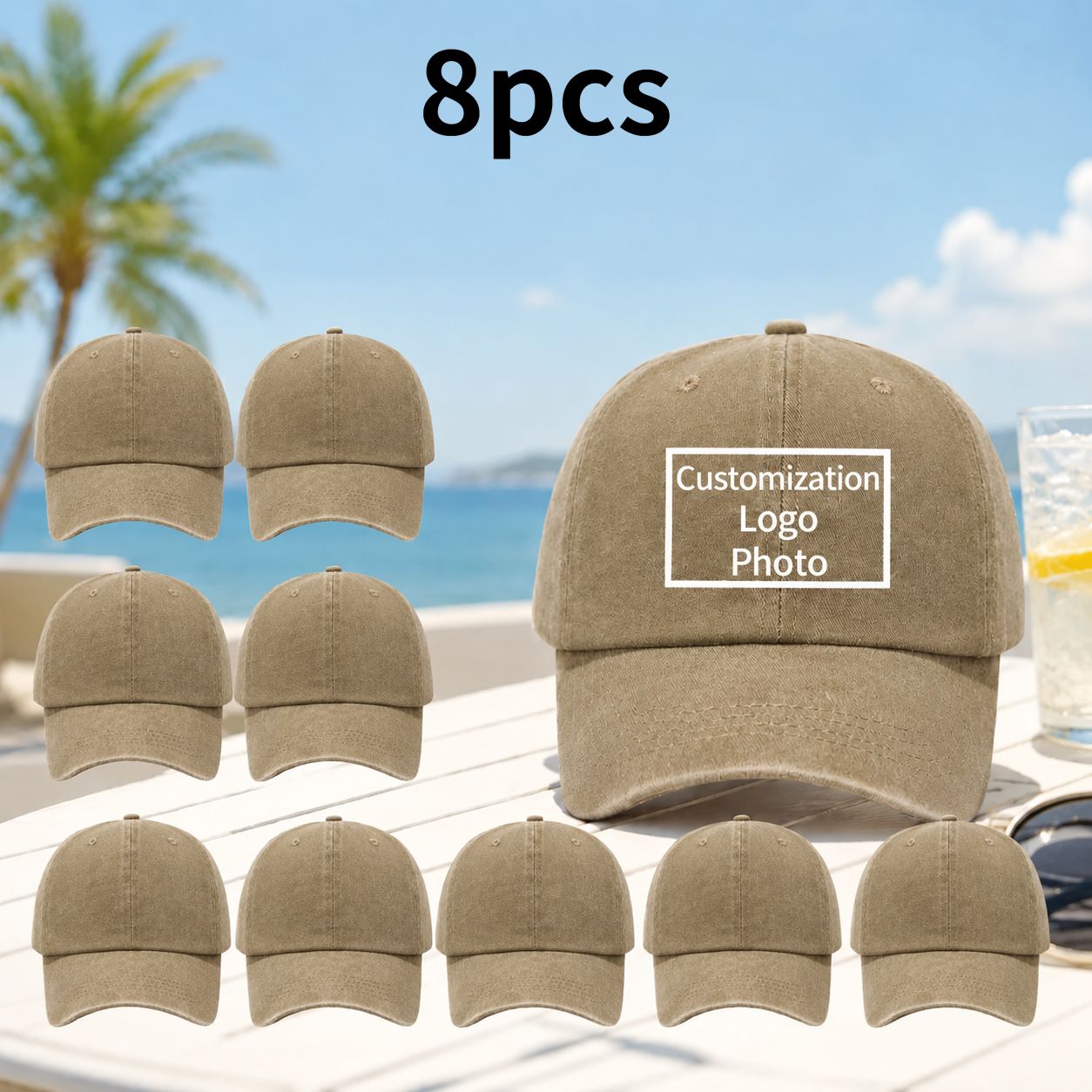 8pcs Vintage Distressed Style Custom Baseball Caps, Unisex