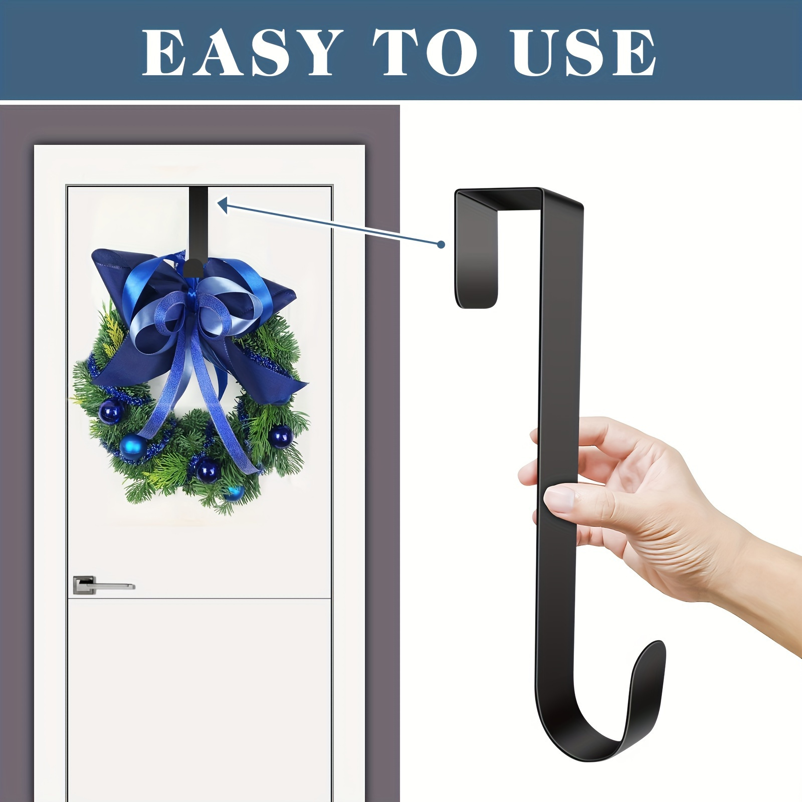 

Versatile 12" Metal Wreath Door Hanger - -the-door Hook For Festive Decor, Ideal For Thanksgiving, Christmas & Welcome Signs