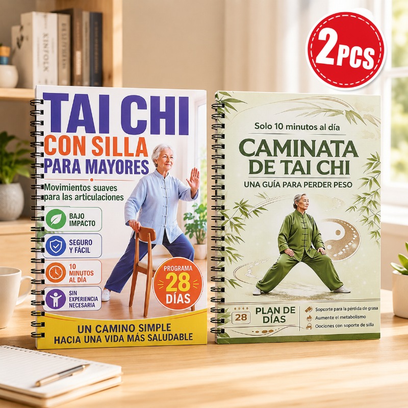 TEMU 2pcs Spanish Tai Chi Walking Weight Loss Program, Suitable For The Elderly Training Program. Gentle, Joint-friendly, Low-strength, With Chair