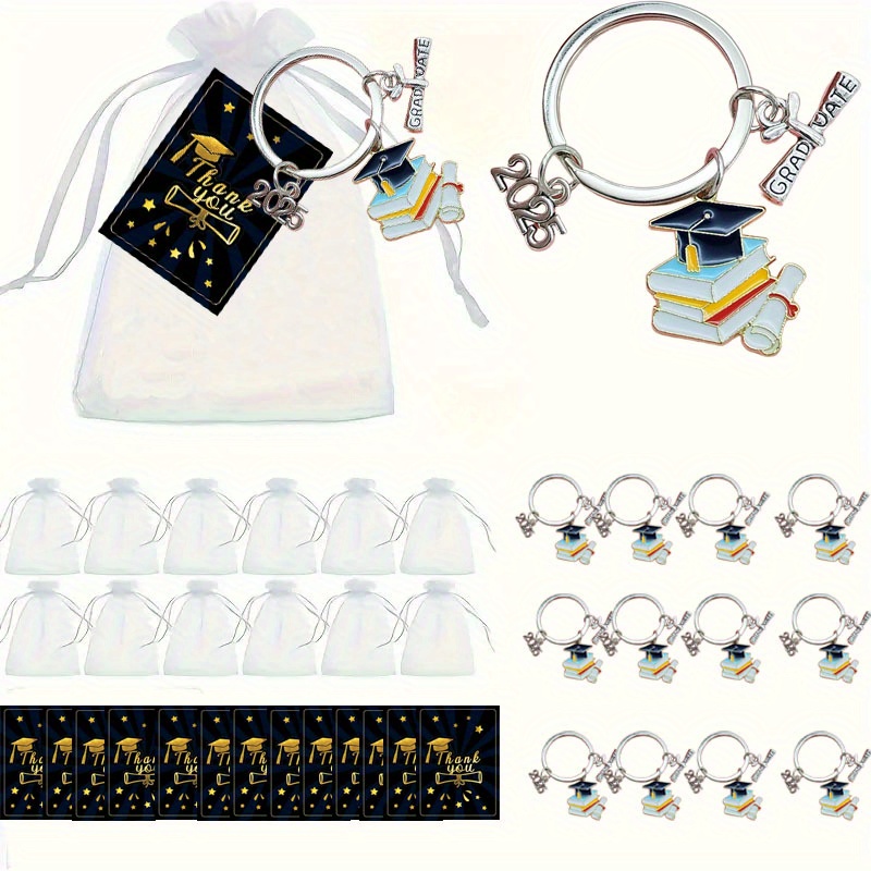 

36pcs Graduation Keychain Set - Ideal Gifts For & - Stainless Steel, Rectangular Table Centerpieces With " Grad" Design, Graduation Party Decorations