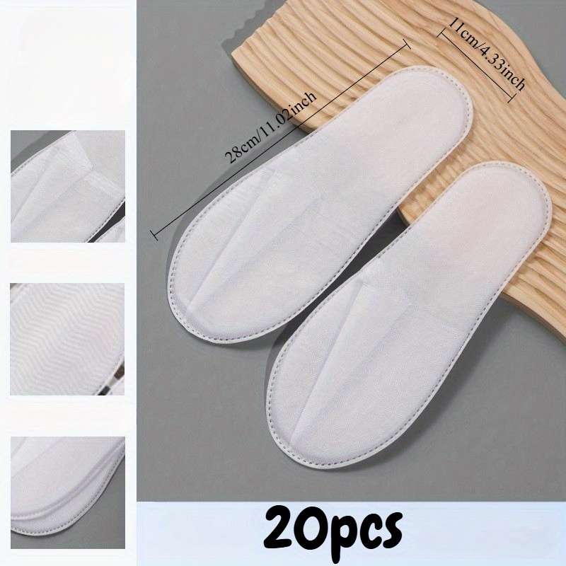 Image of 20pcs/10pairs High-quality Non-slip Slippers, Soft, Breathable And Comfortable Portable Hotel, Traveler's Household Disposable Non-woven Slippers, Hygiene And Cleaning Protection