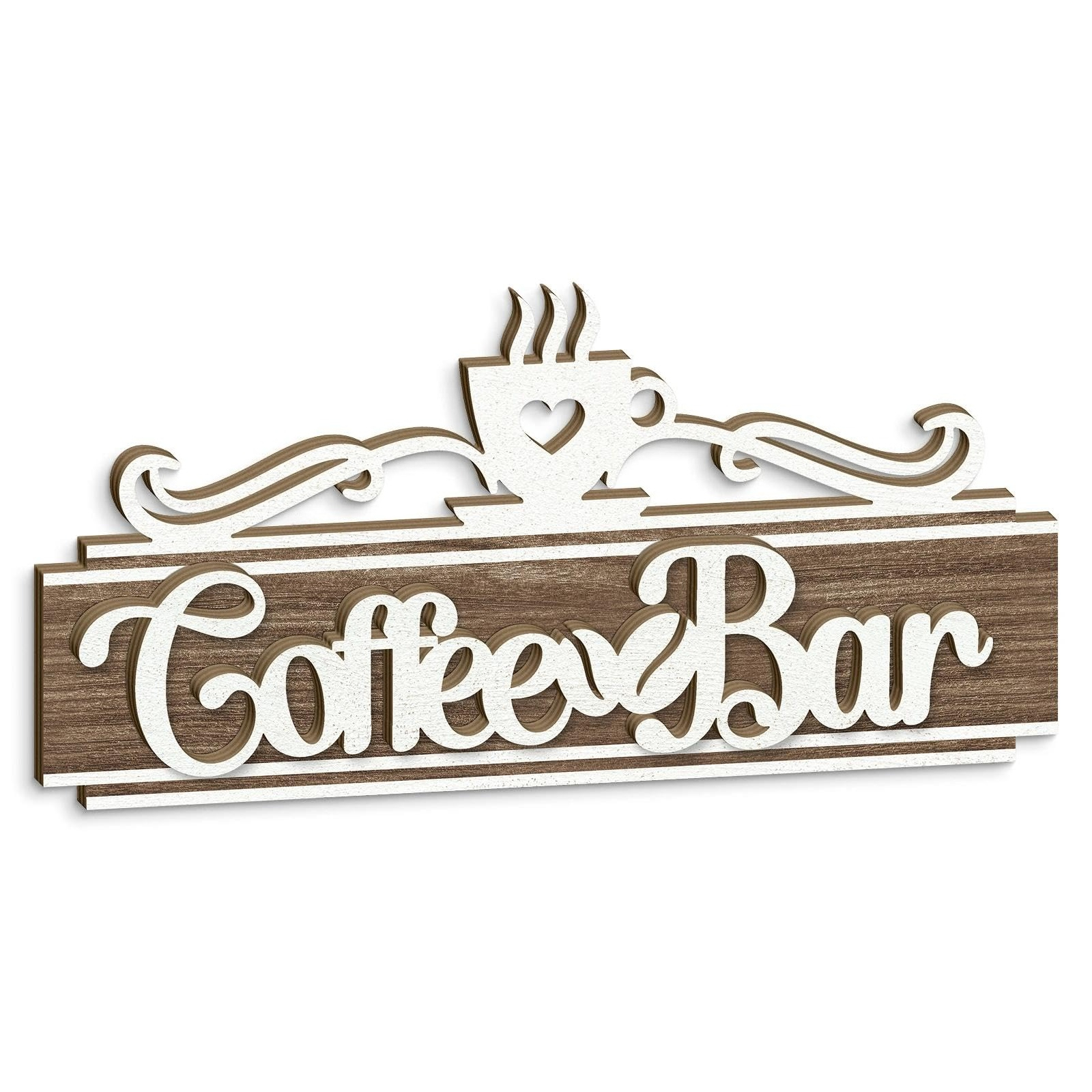TEMU 1pc Decor Vintage Coffee Bar Sign, Farmhouse Coffee Additions For Wall Decor, Long Double- Sign For Home Kitchen Countertop Decoration