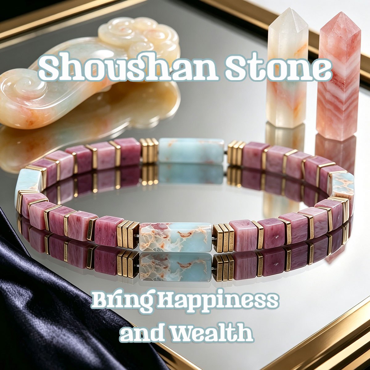 TEMU Bracelet de perles en bloc de de de 5 mm style , apportant bonheur et , bijou en corde élastique fait à , le meilleur cadeau pour