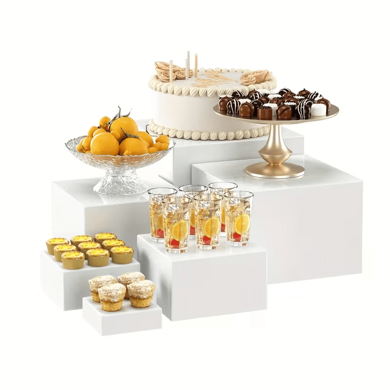 TEMU Dessert Table Display Set, 6pcs Buffet Risers, Cake Stand, Black Buffet Risers, Acrylic Display Boxes Black, Cube Boxes Nesting Risers
