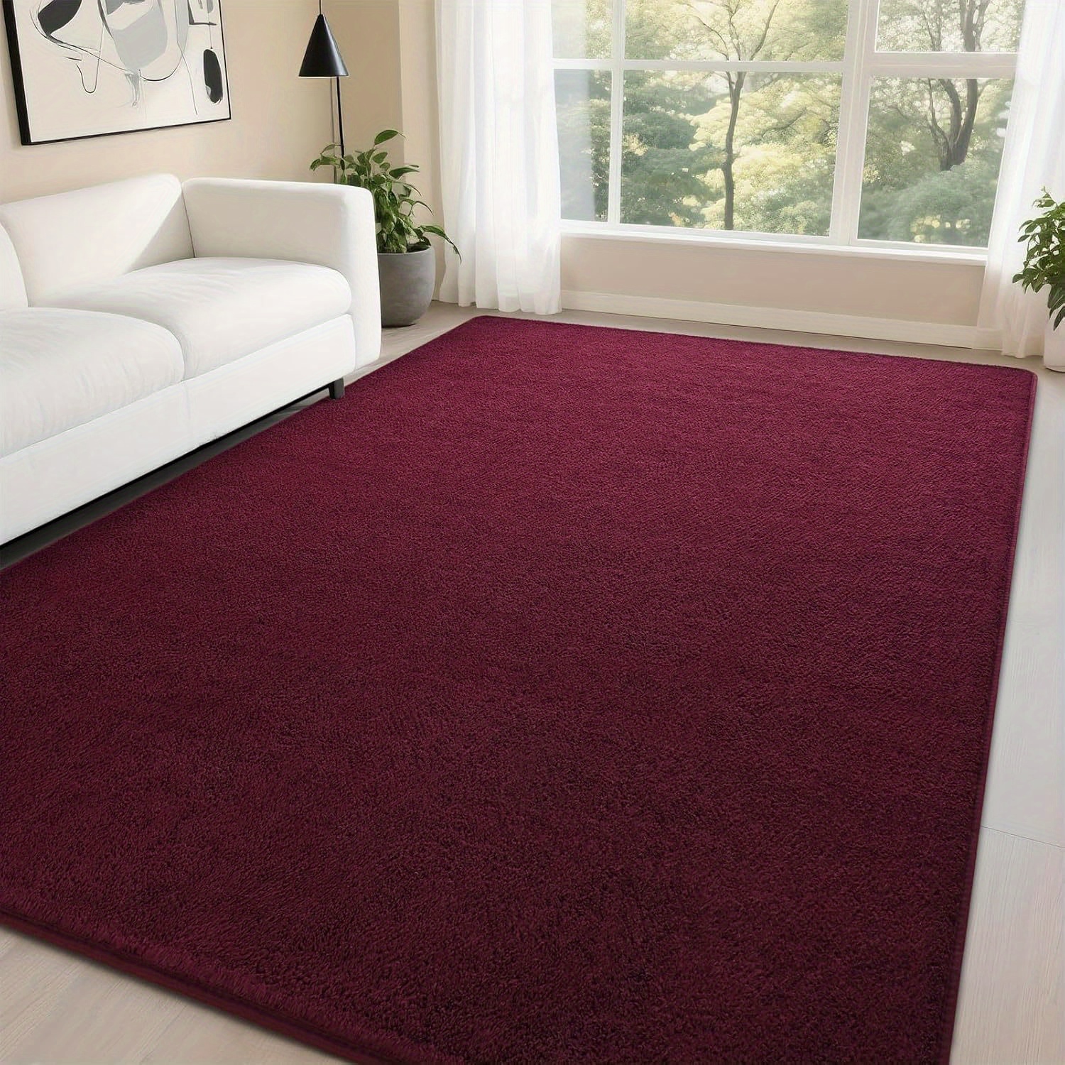 modern solid color low pile carpet non slip machine washable ultra soft area rug suitable for dorm living room bedroom   tpr size options