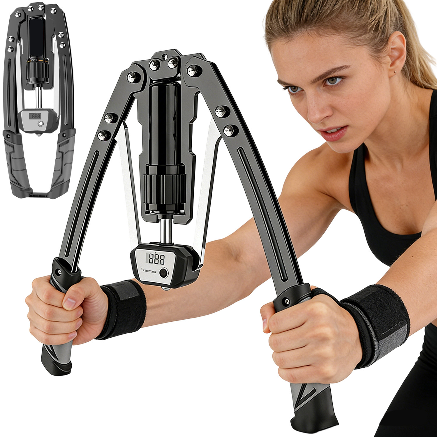 Image of Adjustable Hydraulic Arm Trainer, 10-200kg Resistance, Portable Strength Training Twister For Home Office Daily Fitness