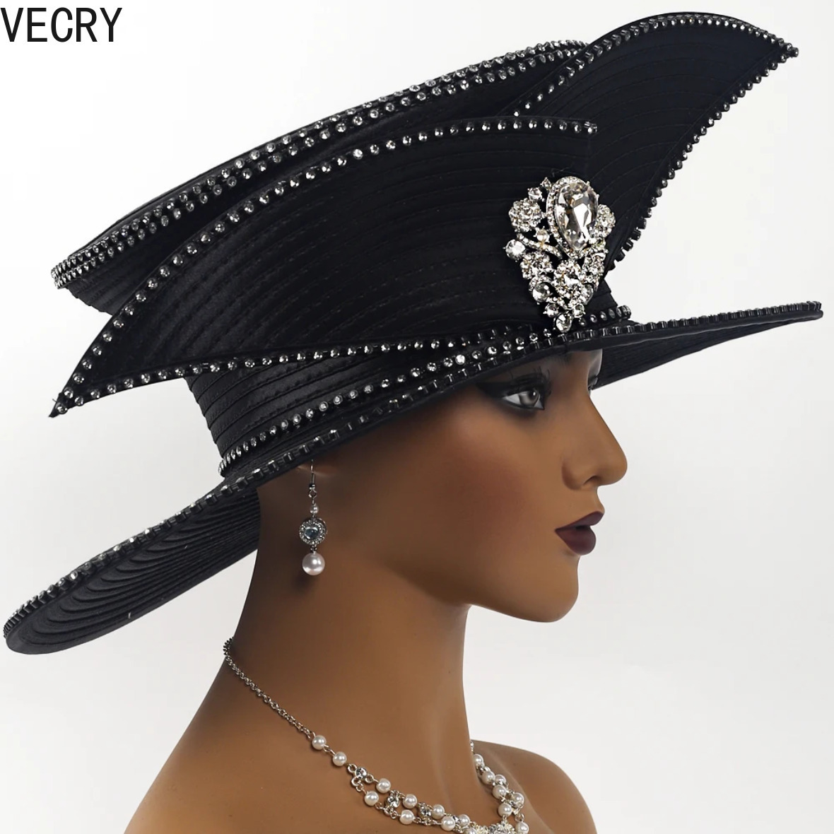 womens elegant church wedding hat asymmetrical - Temu display picture 2