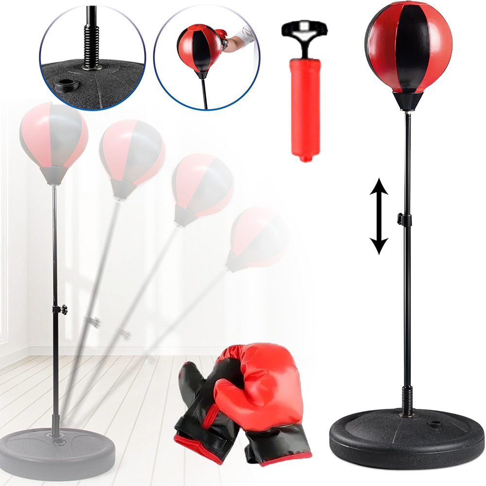 Punch Bag With Gloves, Adjustable Boxing Set With Stand And Punching Ball, Freestanding For Beginners