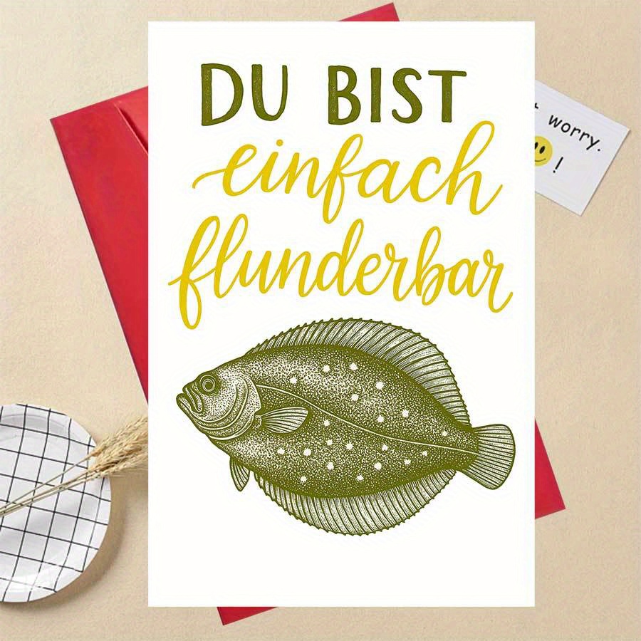 E-shop Lustige Grünkohl-Karte mit humorvoller Fisch-Witz-Nachricht - Grünkohl-Design (Grünkohl, , Grünkohl) für Geburtstage, Dankeskarten und