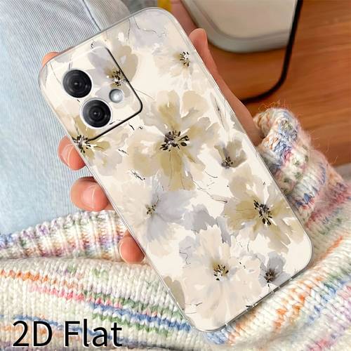 phone case 2d flat light ink floral pattern phone case suitable for moto edge 20 30 40 60 moto g 5g 2023 2024 g power 2025 g35 g45 g50 g52 g54 g55 g56 g72 g75 g82 g84 g85 g86 e15 shockproof full cover soft case gift trendy new c