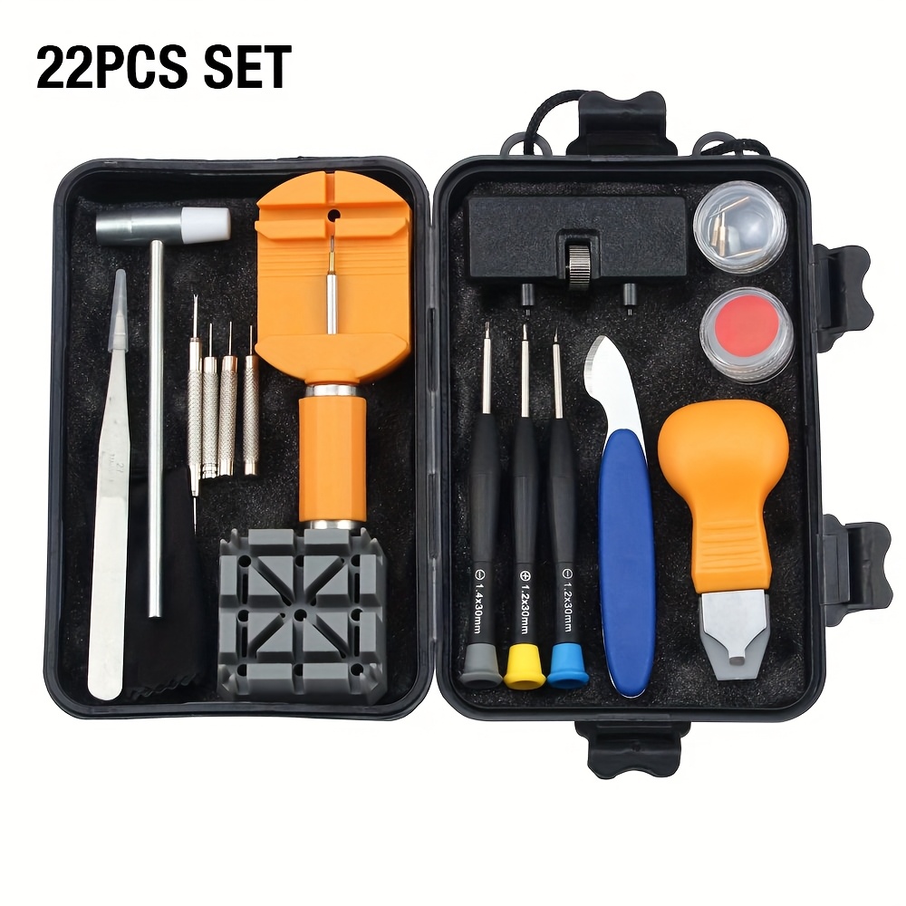 TEMU 22pcs Professional Watch Repair Set- Stainless Steel Watch And Bracelet Removal Set, Including Box Stand, Tweezers, Opening, Paste- Suitable
