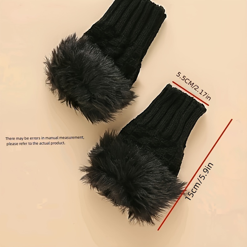 2pcs womens   fingerless gloves warm thick touchscreen compatible for autumn winter details 5