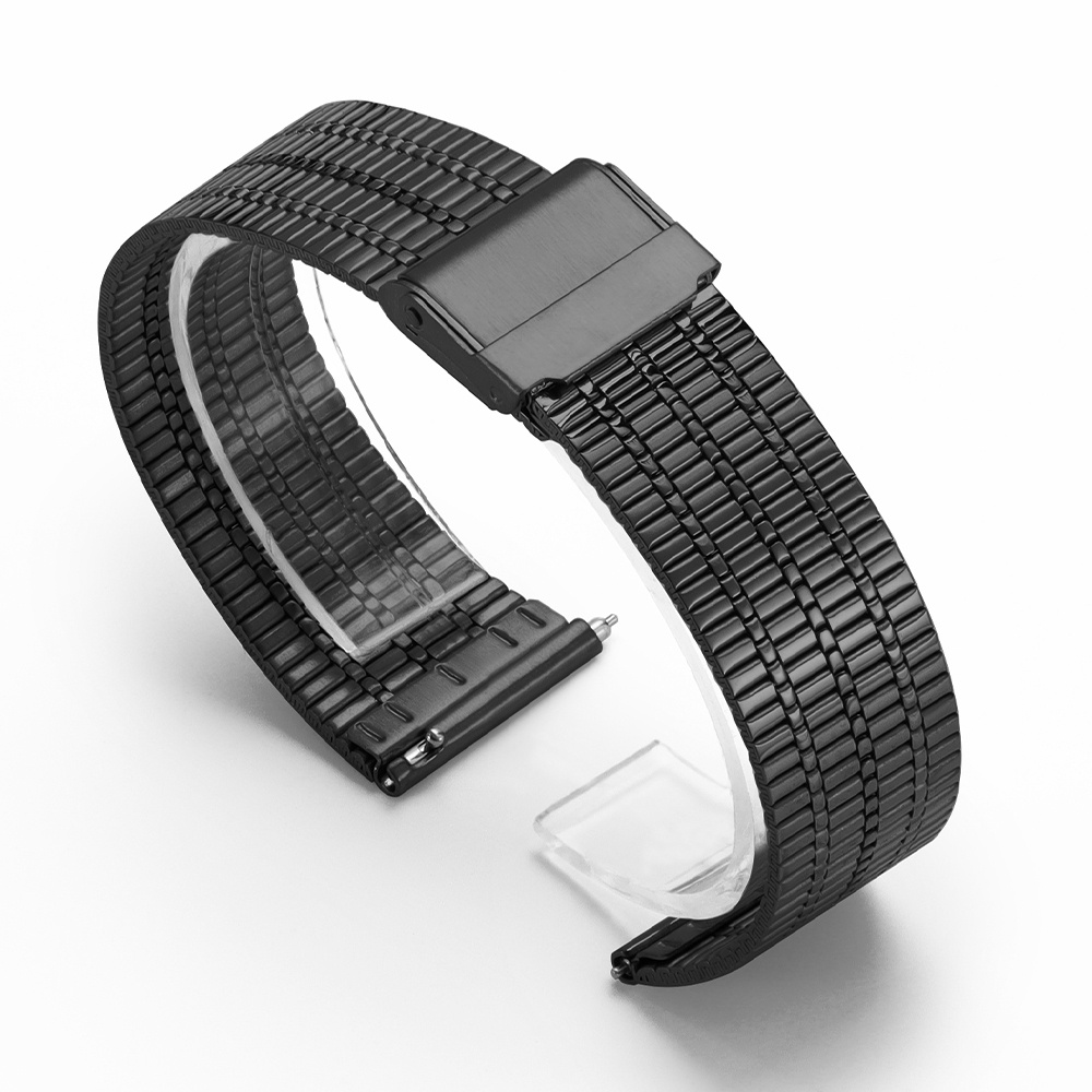 stainless steel 22mm black watch strap