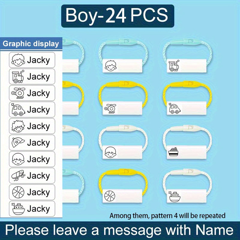 TEMU 12/24pcs Customized Name Tags And Pendants For School Supplies, Suitable For Hanging On Shoes, Backpacks, And Clothing With Name Loops