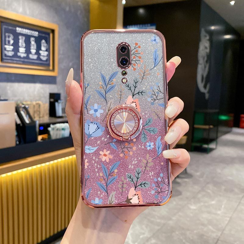 TEMU Phone Case - Luxury Glitter Flower Rotatable Phone Ring Holder Case On For Oppo Stand Back Cover