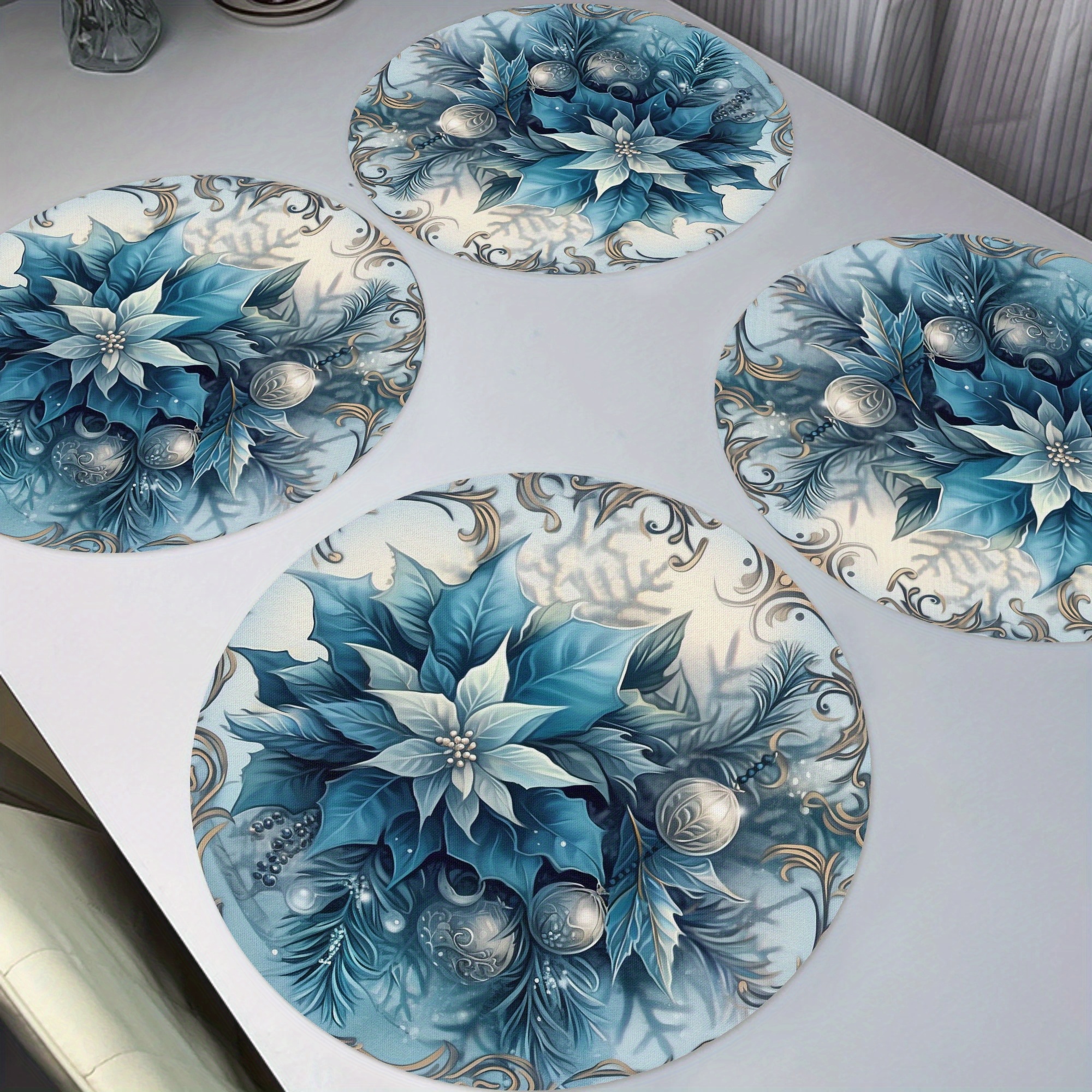 

4- Round Placemats, , Polyester, , , For Christmas, , , Dining Decor - 15
