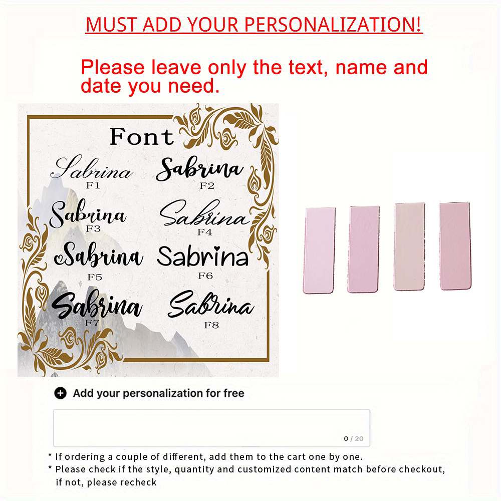TEMU [customization] 1set/4pcs Personalized Faux Leather Magnetic Bookmarks, Name Customization, Gifts For Her, Gifts For Parents, Gifts For