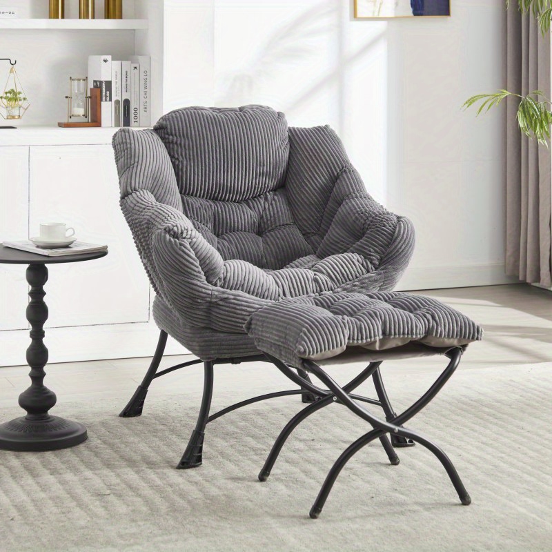 modern grey ottoman ergonomic lounge accent chair Temu Canada