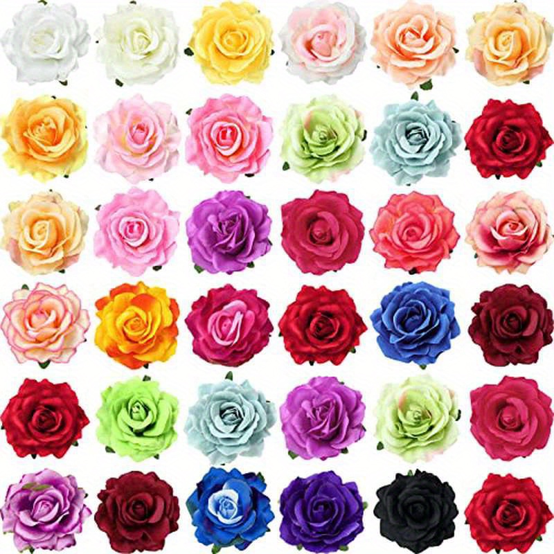   30pcs 4 inch flower hair clip rose hair accessories floral hairpin brooch flowers pin brooch for bridal headpiece accessories wedding( 28 colors), special occasion hairpins, formal event hairpieces, decorative hairpins, vintageinspired brooches, durable hairpins, delicate  , hair fasteners, floral hairpins, hair accessorie for women, hair clip for women, claw clip Product details 0