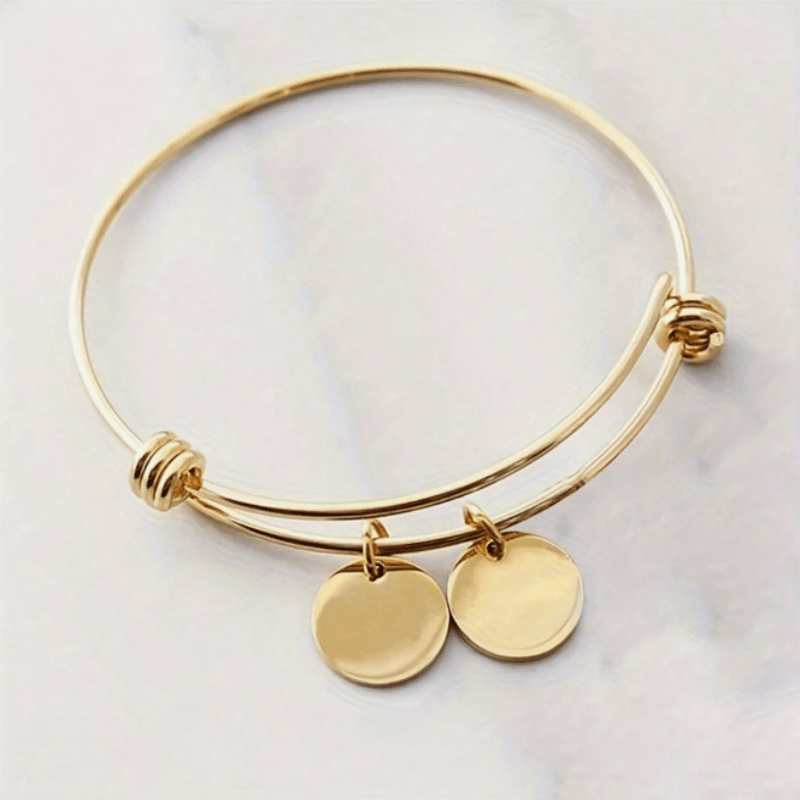 TEMU 1 pulsera de acero inoxidable personalizada de con de , grabada con redondos para mujeres - Regalo personalizado de y aniversario. Joyería