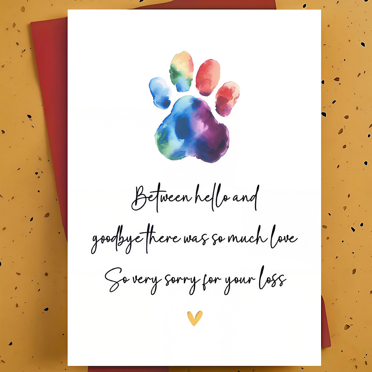 TEMU 1pc Pet Loss Condolence Greeting Card For Pet Owners, Grieving Friend, – Colorful Paw Print Watercolor Hand-drawn, Compassionate Sympathy Card,