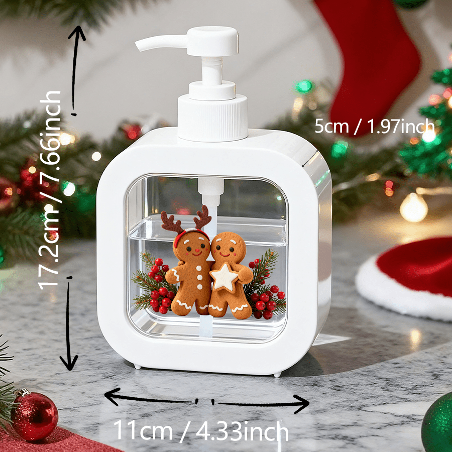 TEMU Distributeur Créatif pour Salle de Bain, Pompe à Pression Incluse - Design Père Noël en Pain d'Épices Tenant une Étoile, Convient pour Salle de