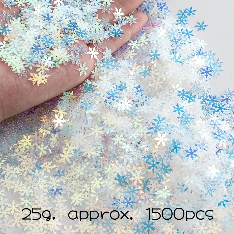 TEMU 25g, . 1500pcs Of Iridescent Glitter Snowflake Sequin Confetti, Suitable For Stage Costumes, Diy Crafts, Wish Bottles, Nail Art, Hair