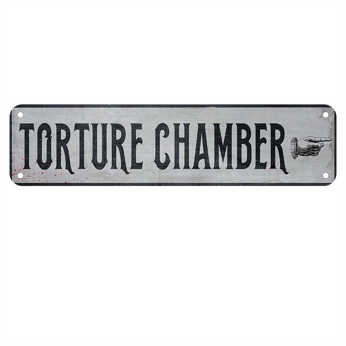 TEMU 4x16 Inch Vintage Chamber Metal Wall Sign - Gothic Iron " Device" Plaque With Blood Splatter And Shelf Design, Suitable For Man Caves,