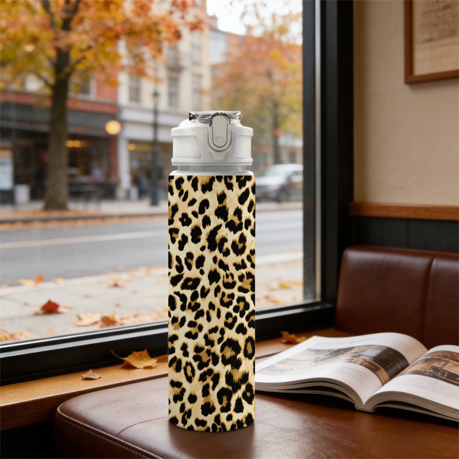 TEMU 25.9oz Lightweight Leak-resistant Water Bottle With Leopard Design, Ideal For Sports, Travel, And Gym Use. Reusable And Portable Drinkware For