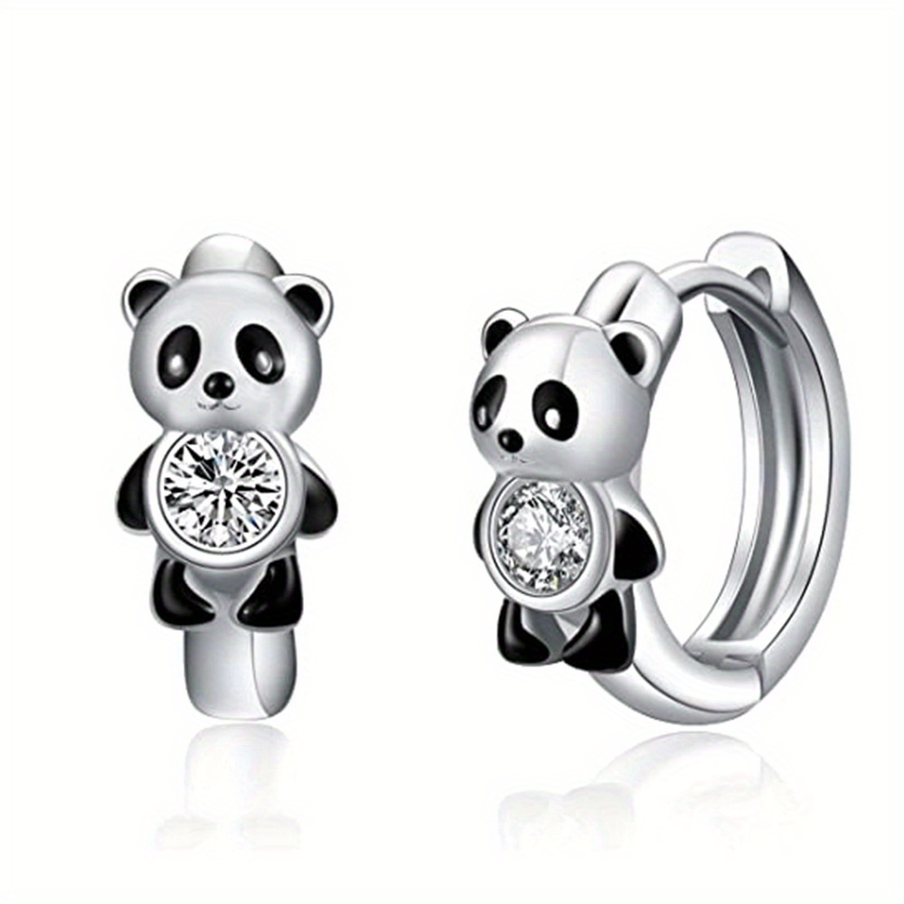 E-shop Kreative Niedliche Panda-Ohrringe mit Synthetischem Zirkonia Emaille für Frauen – Einzigartige Accessoires für Urlaub, Casual – Exquisites