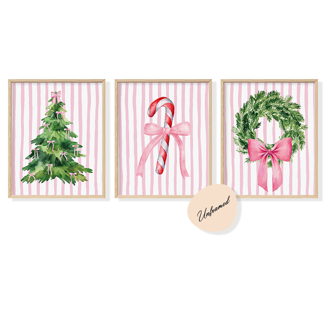 TEMU Décoration murale de Noël 3 pièces plate 2D cadre, décoration murale rose, décoration murale de Noël pour fête de Noël, décoration de Noël pour