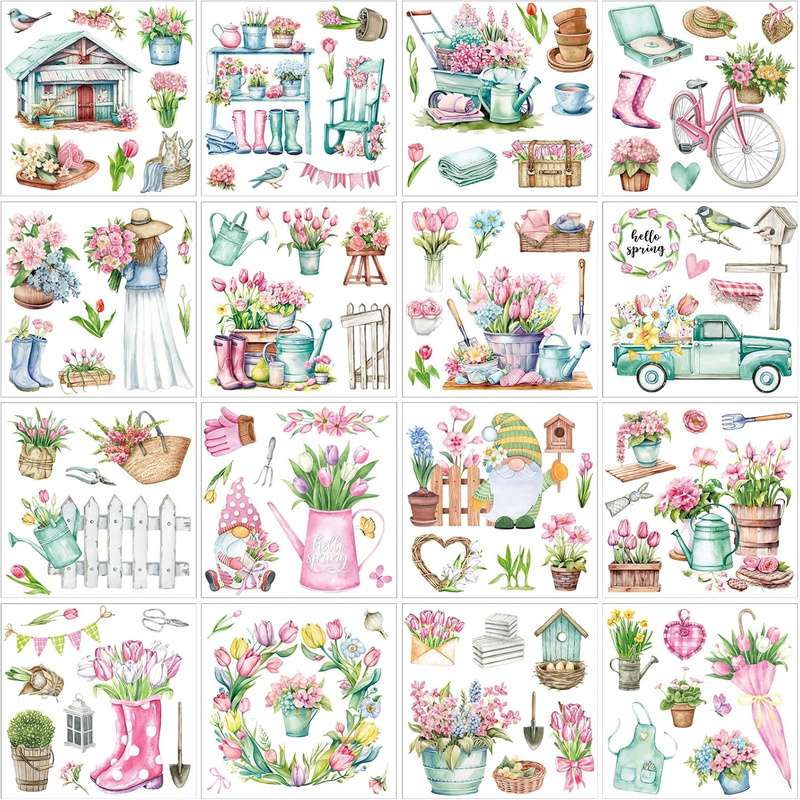 TEMU 16 Sheets Spring Rub On Transfers For Crafts And Furniture Floral T