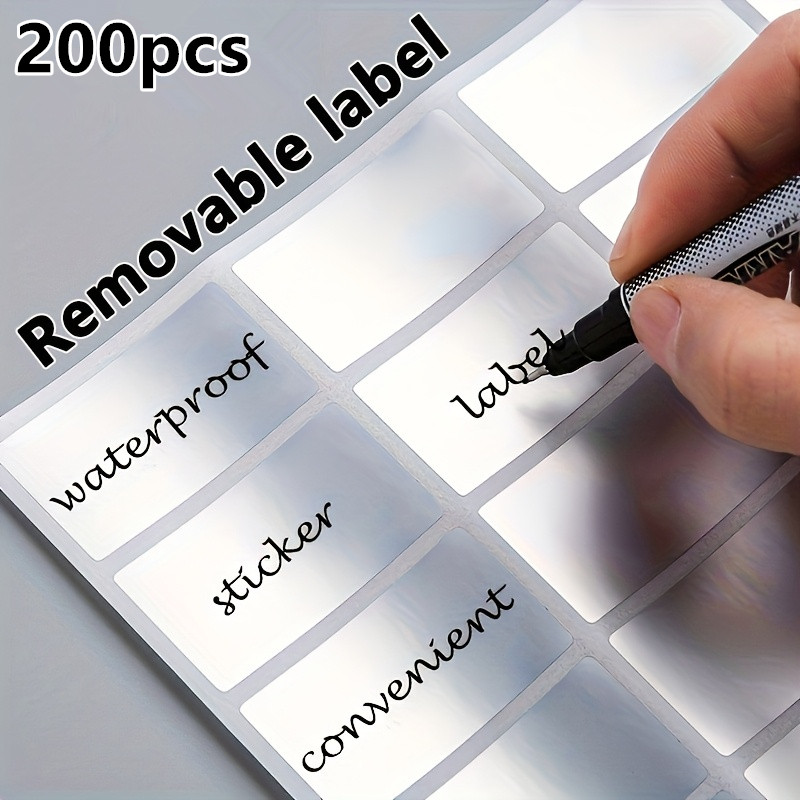 TEMU 200pcs Reusable & Oil-resistant Pet Labels - Removable Temporary Adhesive Sticky Notes With Easy Handwriting Surface For Organizing Storage