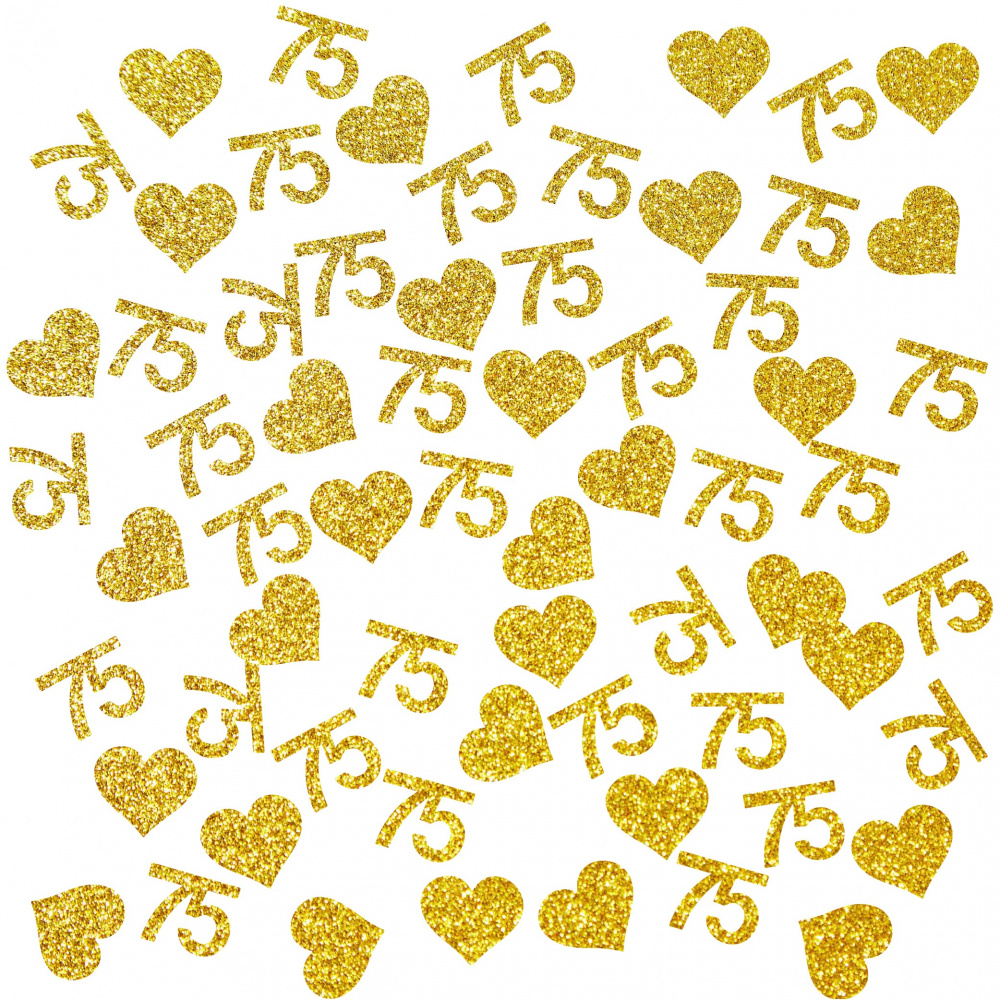 Image of 100pcs Of Number 75 Golden Glitter Confetti, Happy 75th Birthday Table , -five Years Paper Decorations, Cheers To Anniversary Party Table Decor