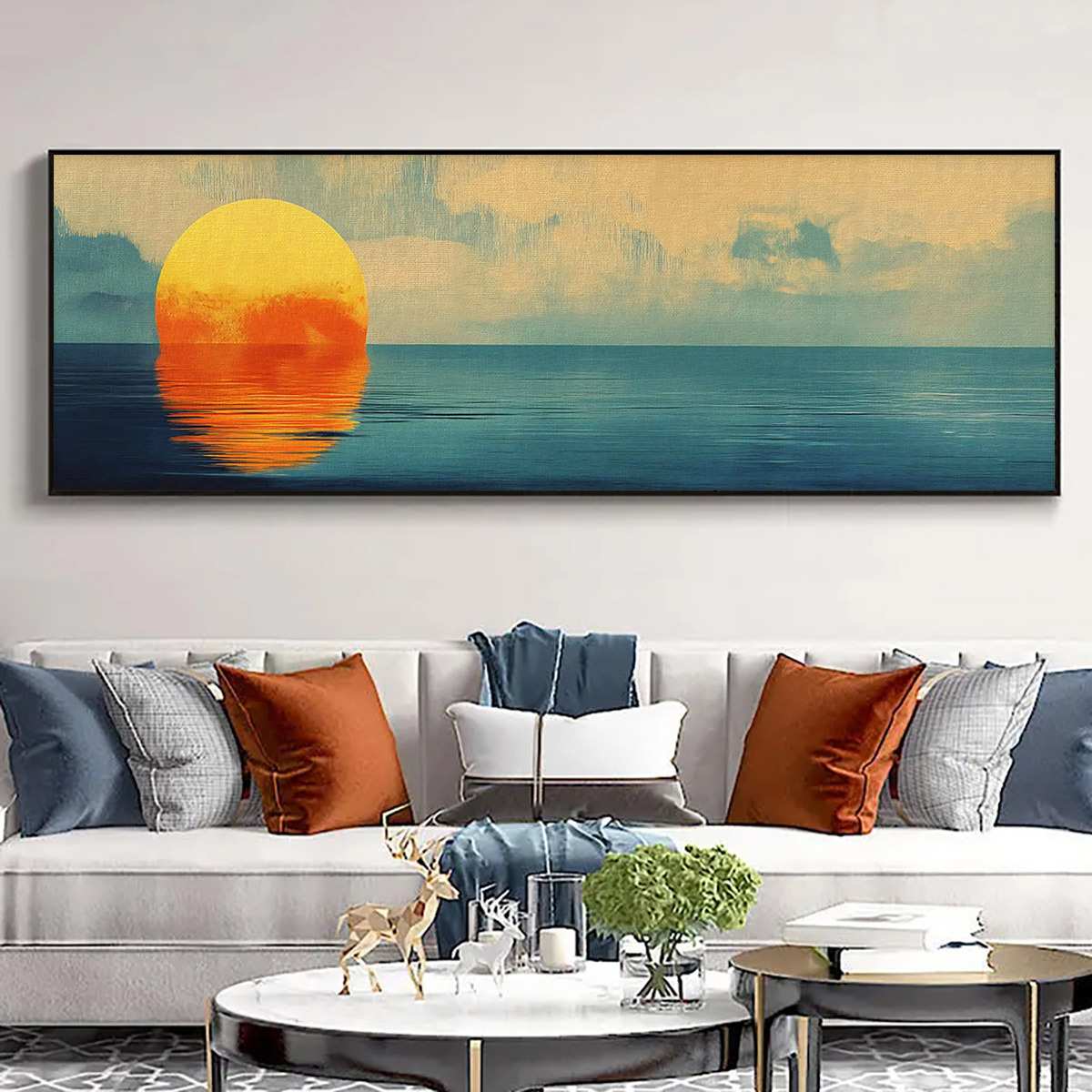 TEMU 1pc Vibrant Sunset Canvas Wall Art â Modern Landscape Painting For Living Room, Bedroom, Or Office Decor, Waterproof Fabric Print, Unframed,