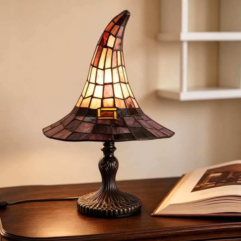 halloween witch hat table lamp stained vintage style decorative light vintage ambient desk lamp bedroom living room home decor   gift