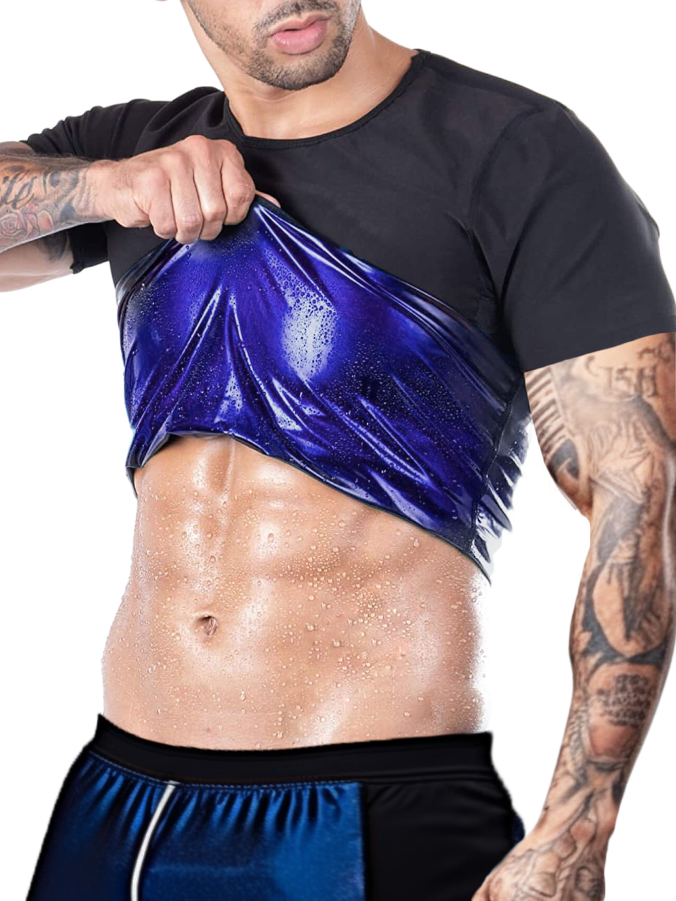 Men'S ARUNOW 2025 Upgraded Sauna Shirt - Quick-Dry, Odorless Fabric - Round Neck, Thin Straps - Sweat-Wicking & Compressive for Gym & Fitness - Solid Color, Long Sleeve, Breathable, Sweat-Resistant