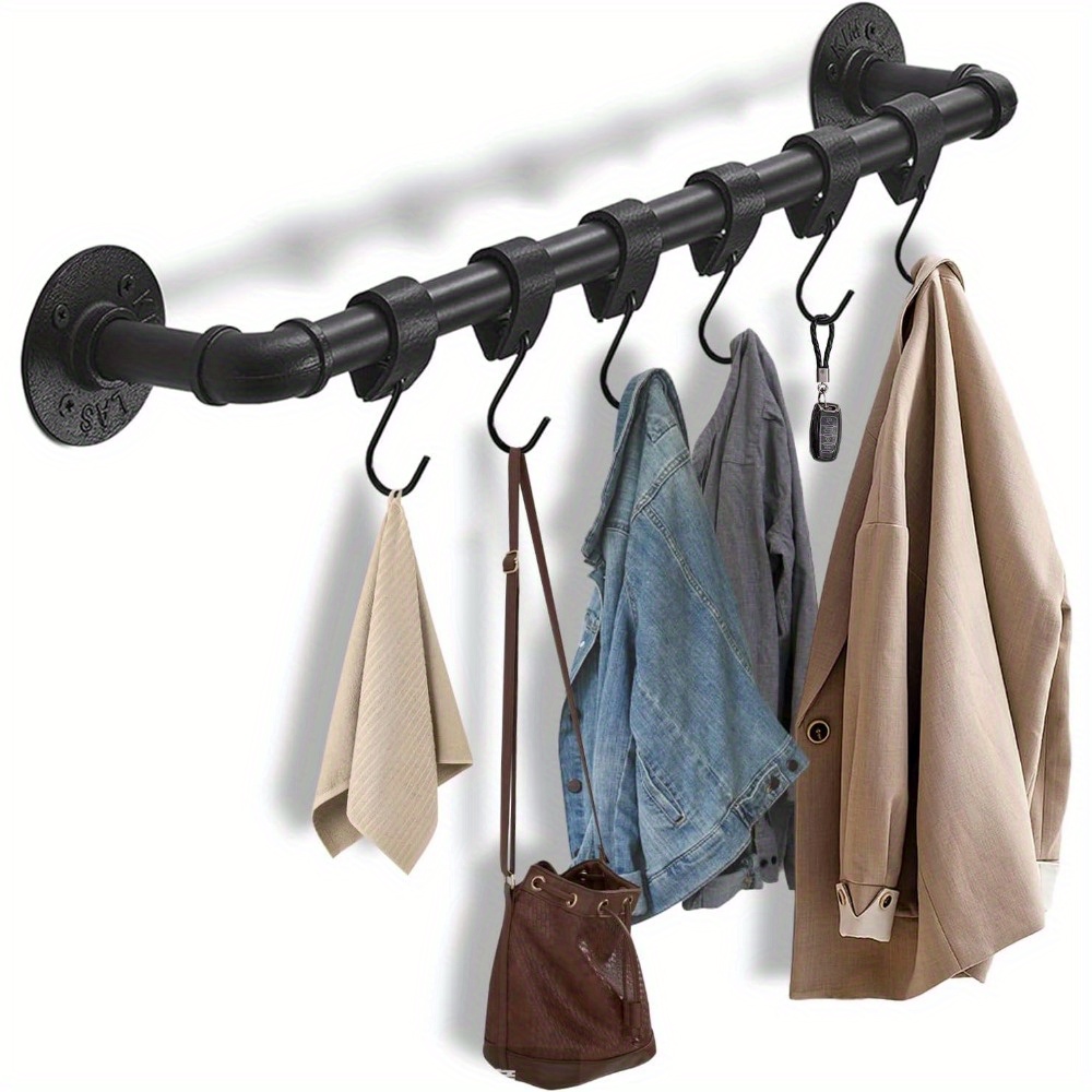 E-shop S-Haken Schwarz, 10 Stück S-Haken mit Lederöse, Haken für Kleiderstange Fensterhaken zum Aufhängen von Kleidung Haken für Hosen für die Küche,
