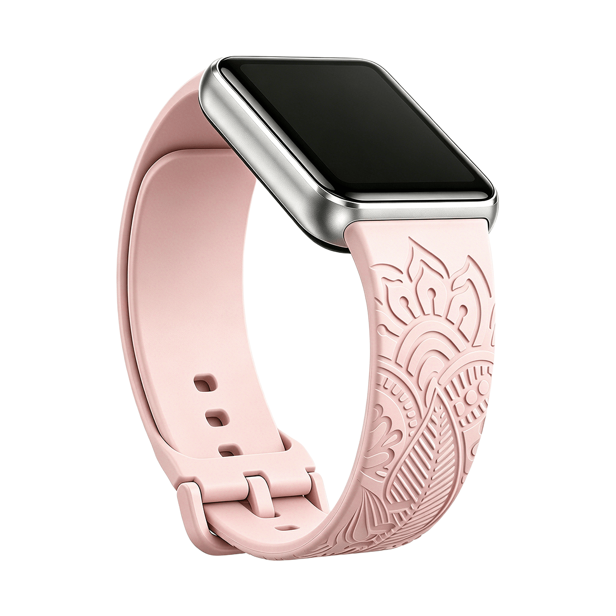 TEMU Floral Engraved Watch Strap, Suitable For The 3 Sports Watch Strap. Featuring A Floral Engraving Design, Easily With 1 Click. Suitable For Men
