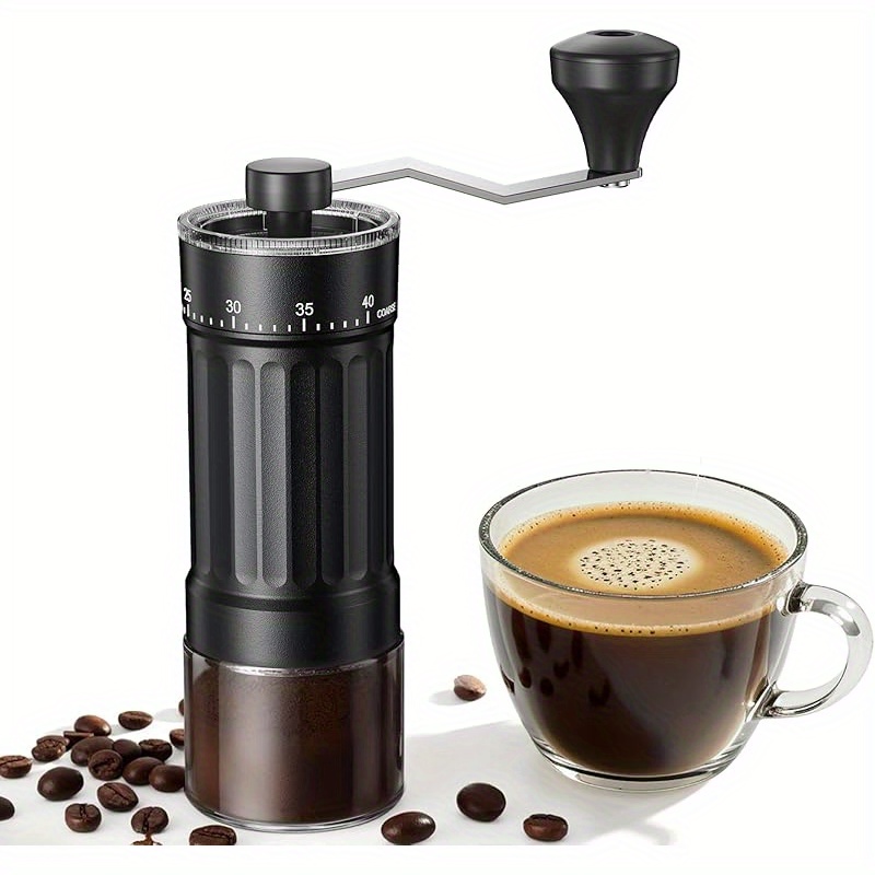 TEMU Ground Coffee, Accessory In A Black Box, Coffee Bean Grinder, Mini Grinder With 40 Adjustable Settings, Portable Hand Coffee Bean Grinder With A