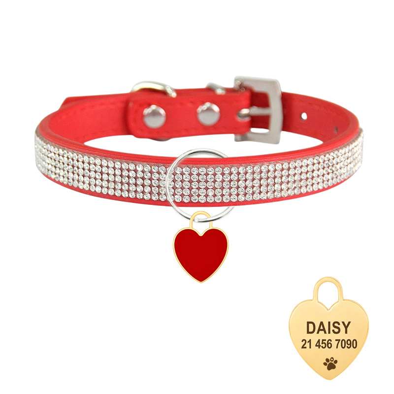 TEMU Personalized Rhinestone Pet Collar With Custom Name, Phone Number And , Heart Id Tag For Cats And Small Medium Dogs