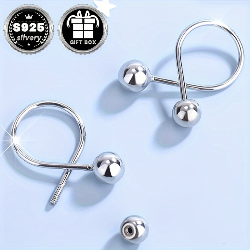 

2pcs 925 Sterling Silver Stud Earrings, Simple & Elegant Style, Hypoallergenic Lightweight Spiral Bead Design, Fashionable For Women, With Ideal For Gifting