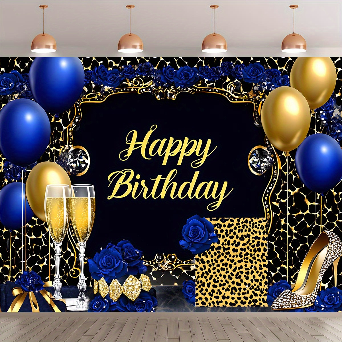 Yard Card selling Lawn Decor: Royal Blue and Silver Gold Balloons RA607