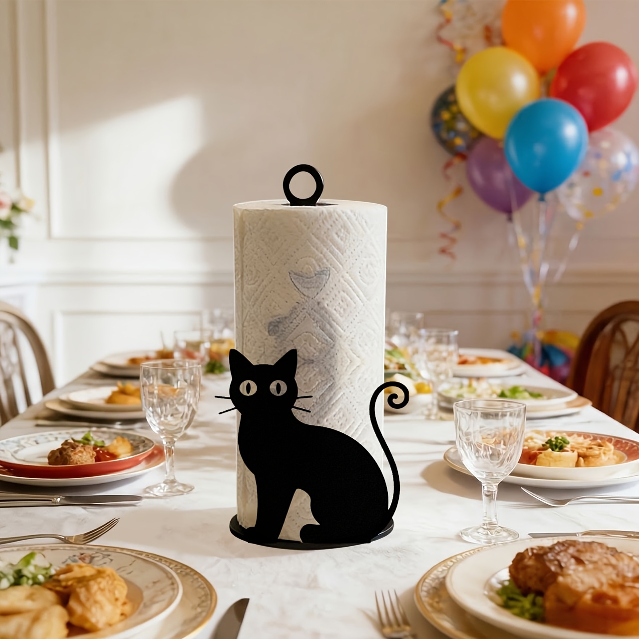 TEMU Black Cat Pattern Acrylic Kitchen Countertop Tissue Holder, Home Party Decorative Tissue Holder, Lightweight And Affordable, Tissues Not